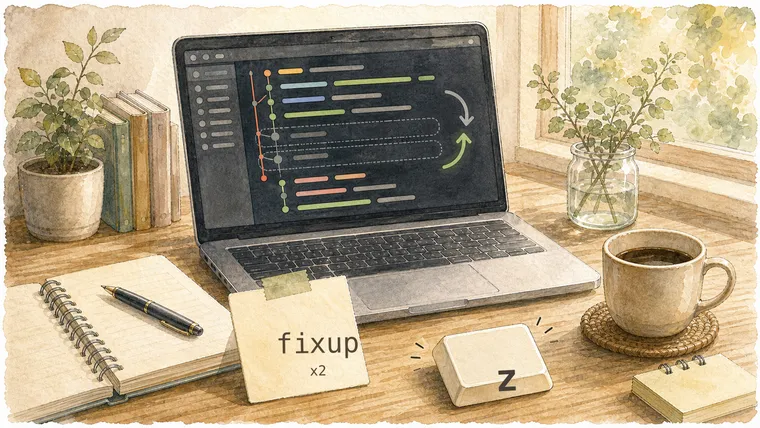 Lazygitでfixupをやらかしてもzで戻せた